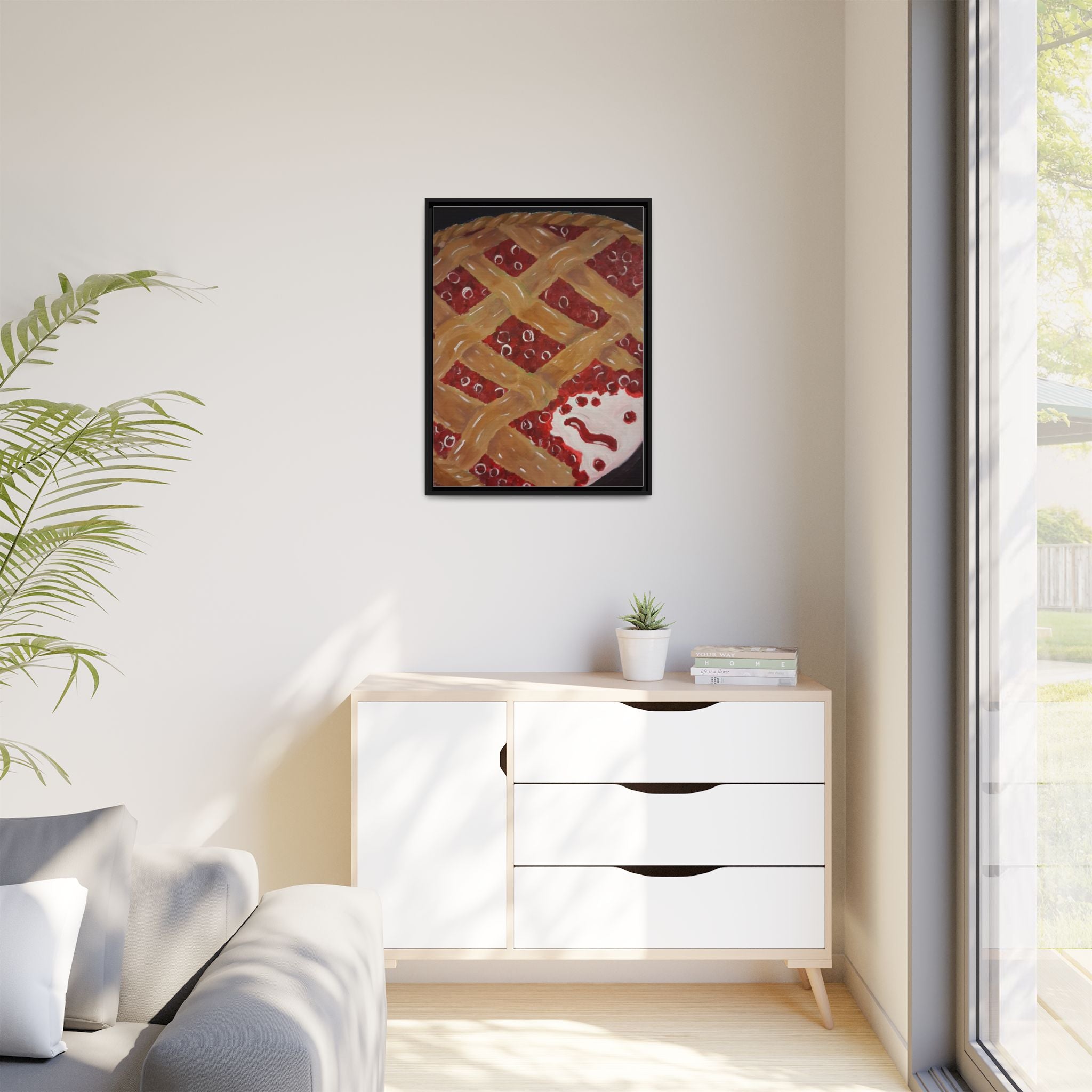 Framed Canvas Print of Cherry Pie