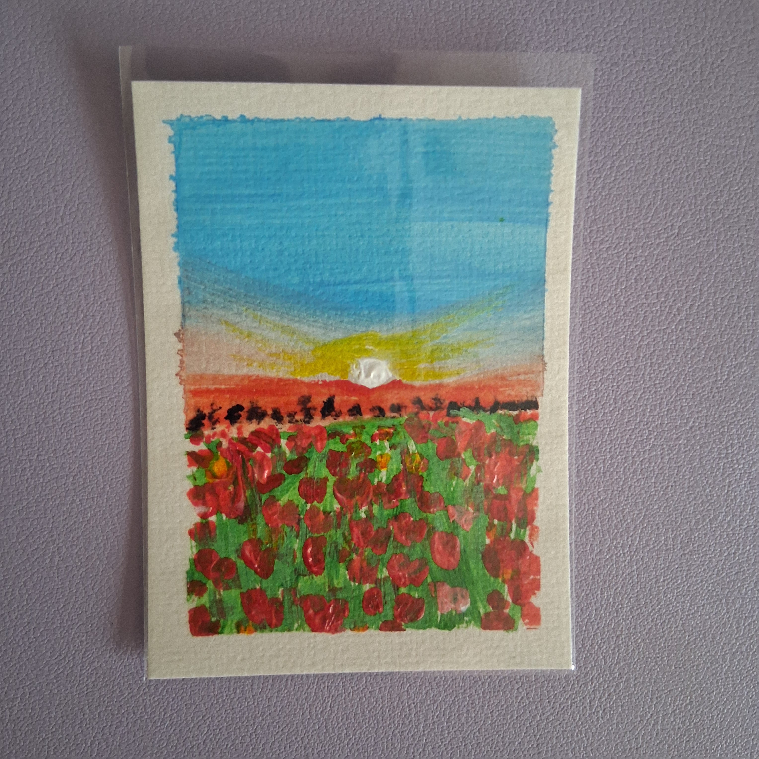 Poppies at Sunset, ACEO Acrylic, Floral Series