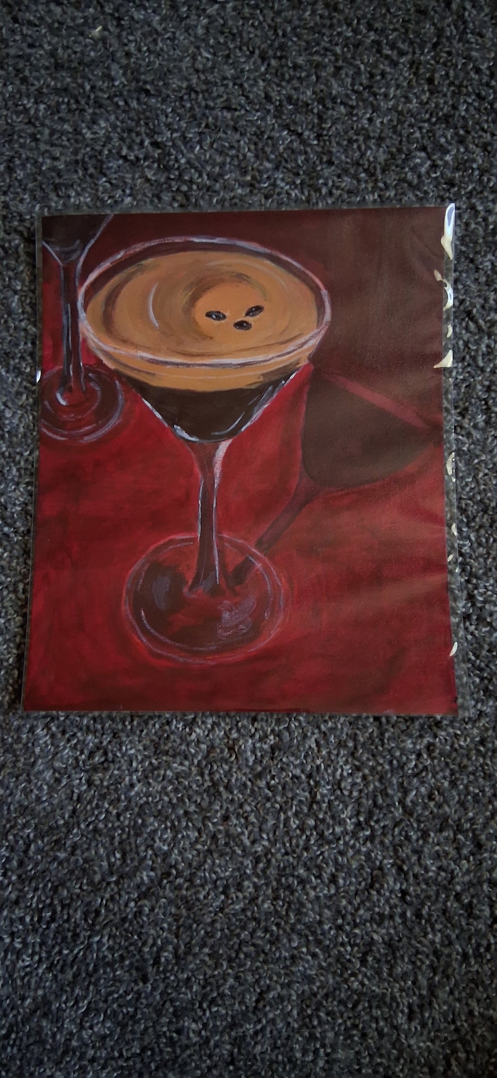Espresso en Rouge- Acrylic Painting, Drinks Series
