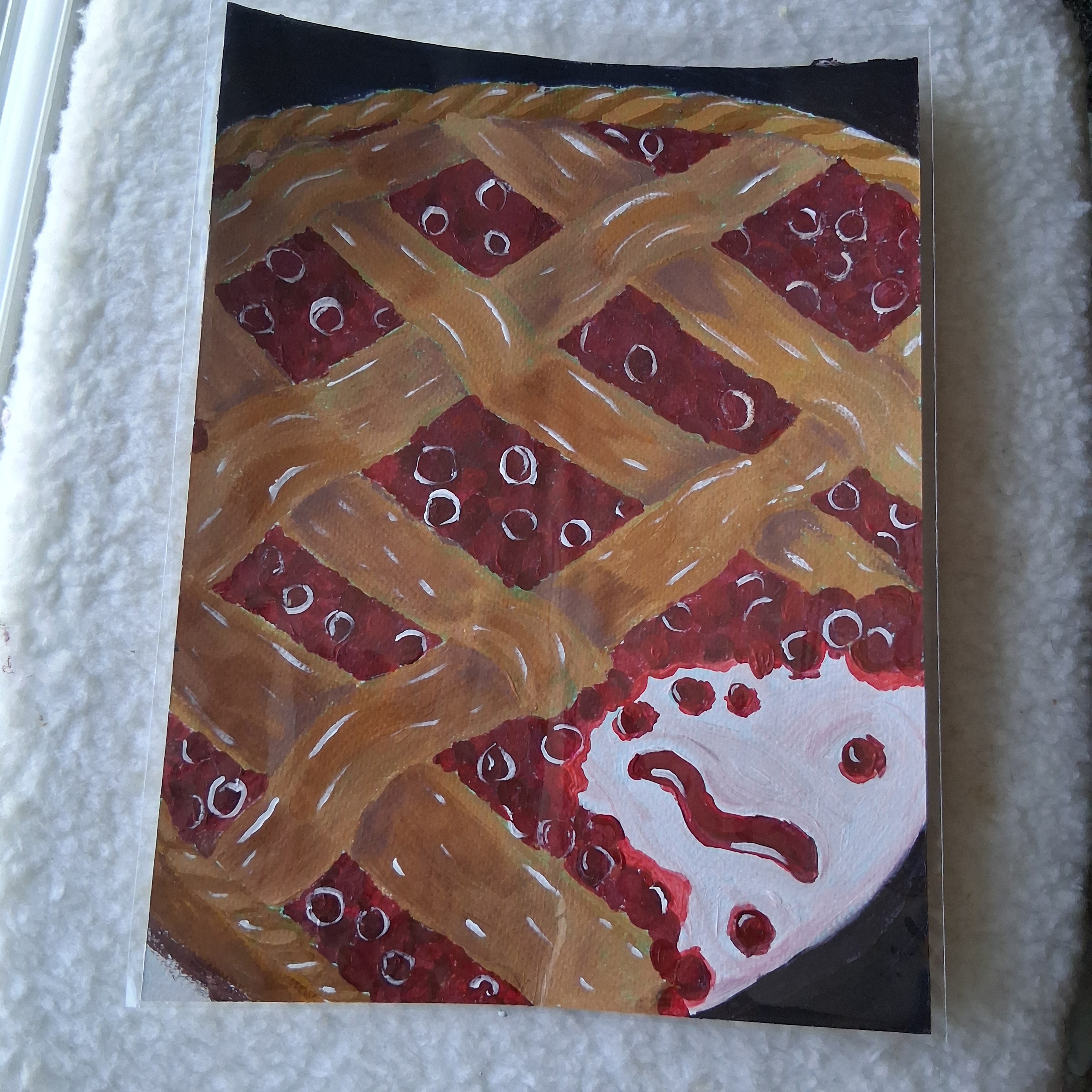 Cherry Pie, Original Acrylic Painting, Desserts Series
