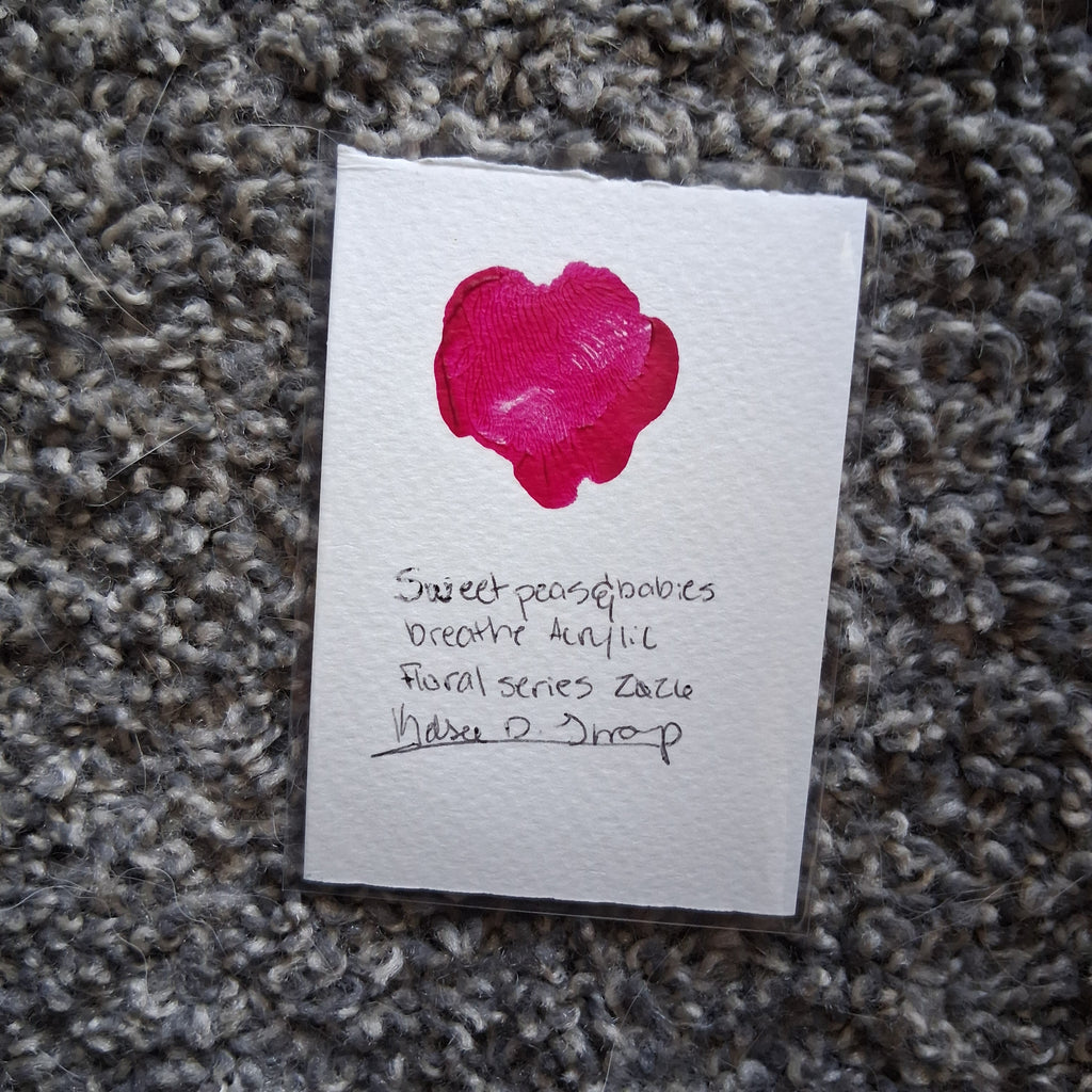 Sweet Peas & Baby's Breathe, ACEO Acrylic, Floral Series
