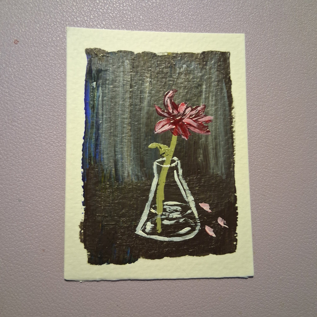 Beautiful Darkness, ACEO Acrylic, Floral Series
