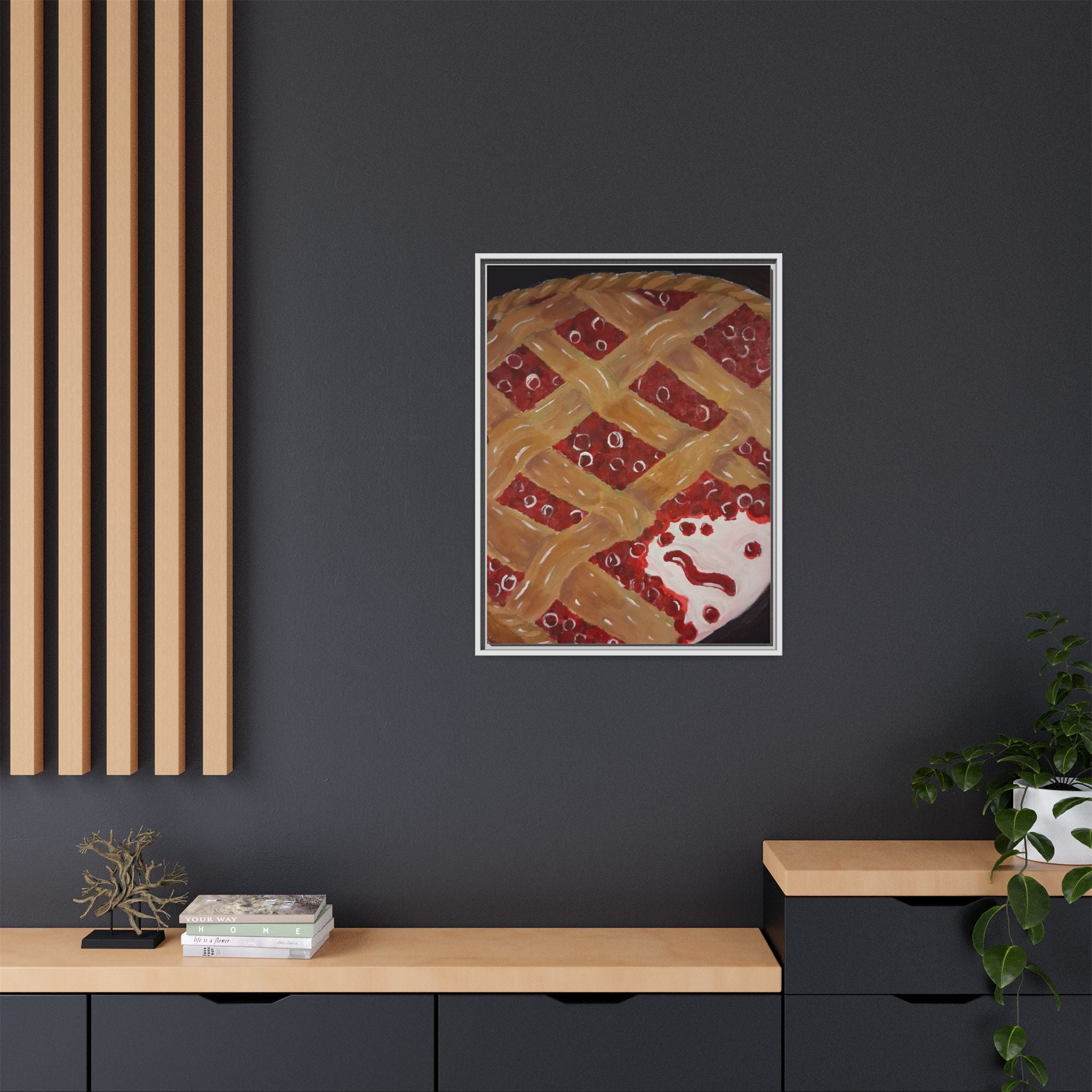 Framed Canvas Print of Cherry Pie