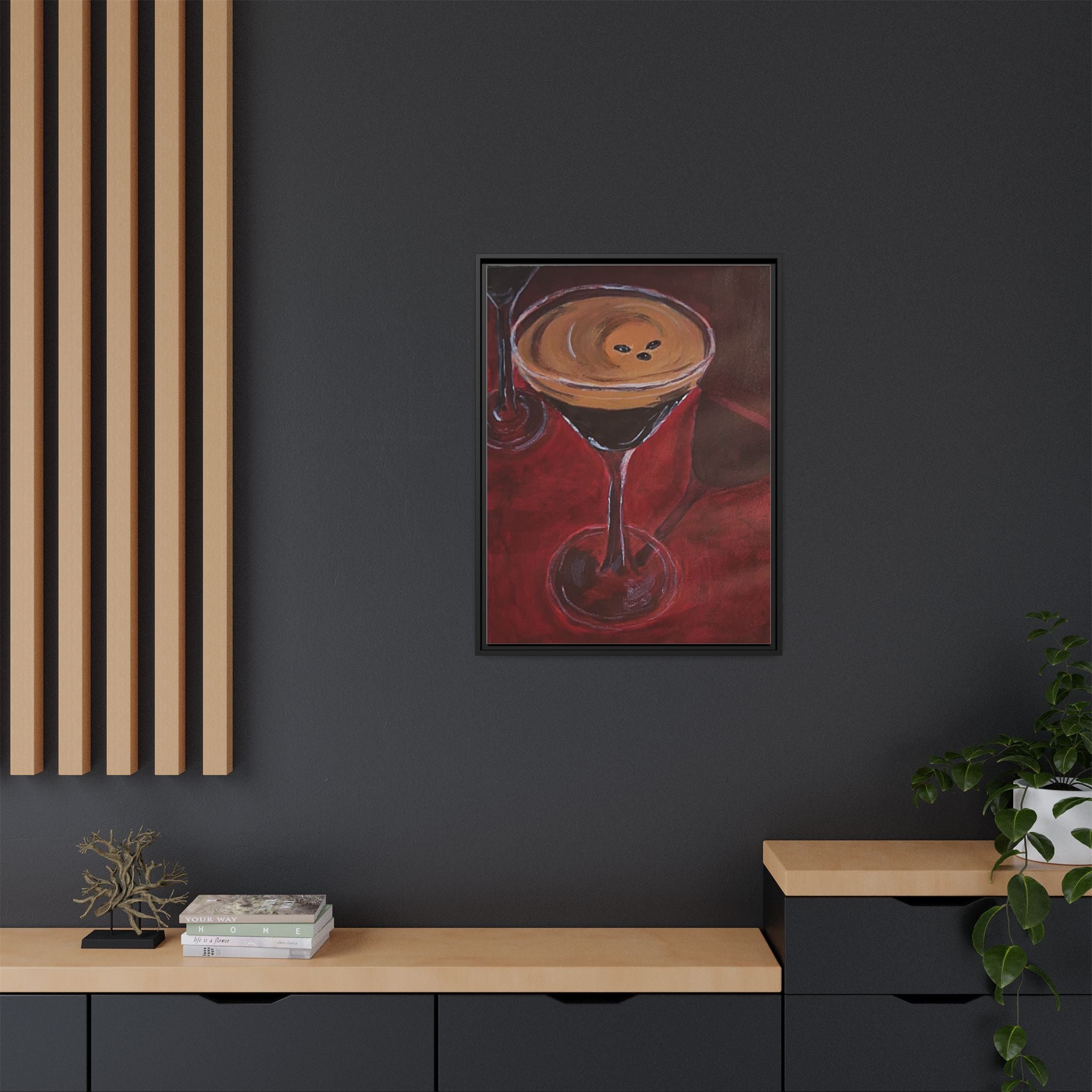 Framed Canvas Print of Espresso en Rouge