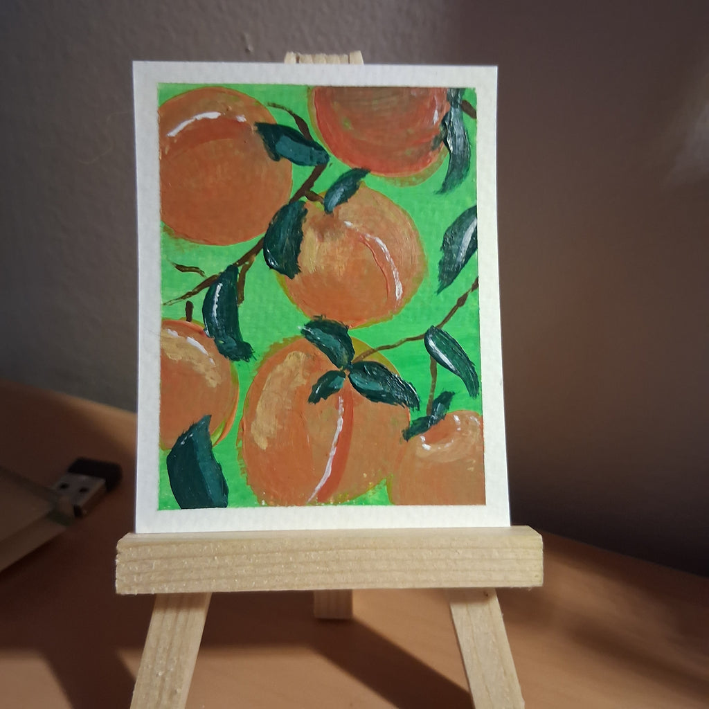 Georgia Peaches, ACEO Acrylic, Fruit Series