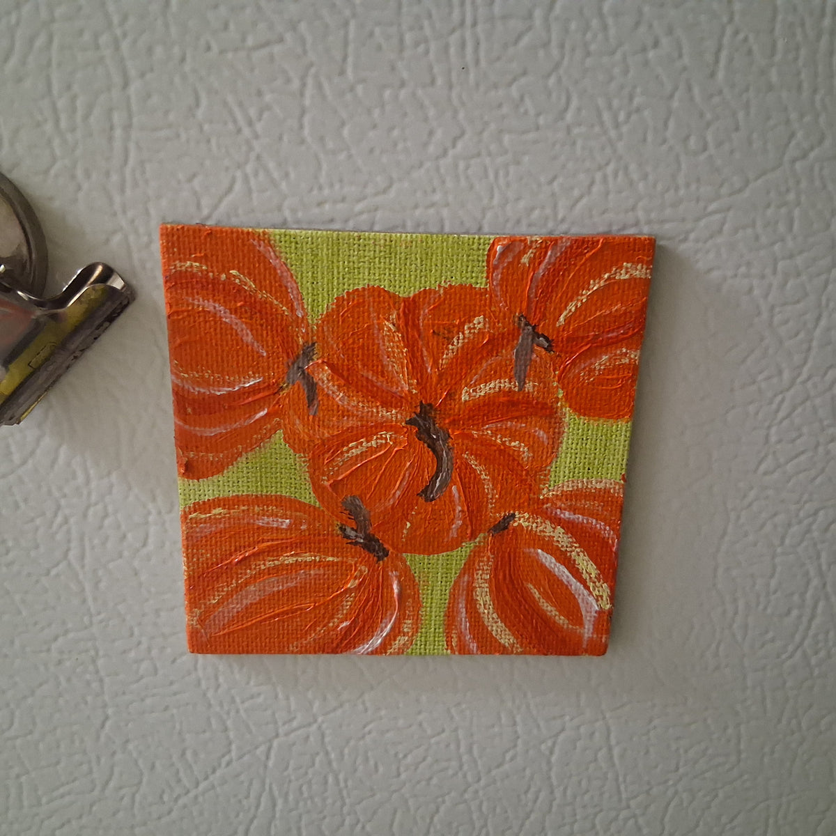 Vivid Pumpkins, OOAK Acrylic Magnet, Fall Series