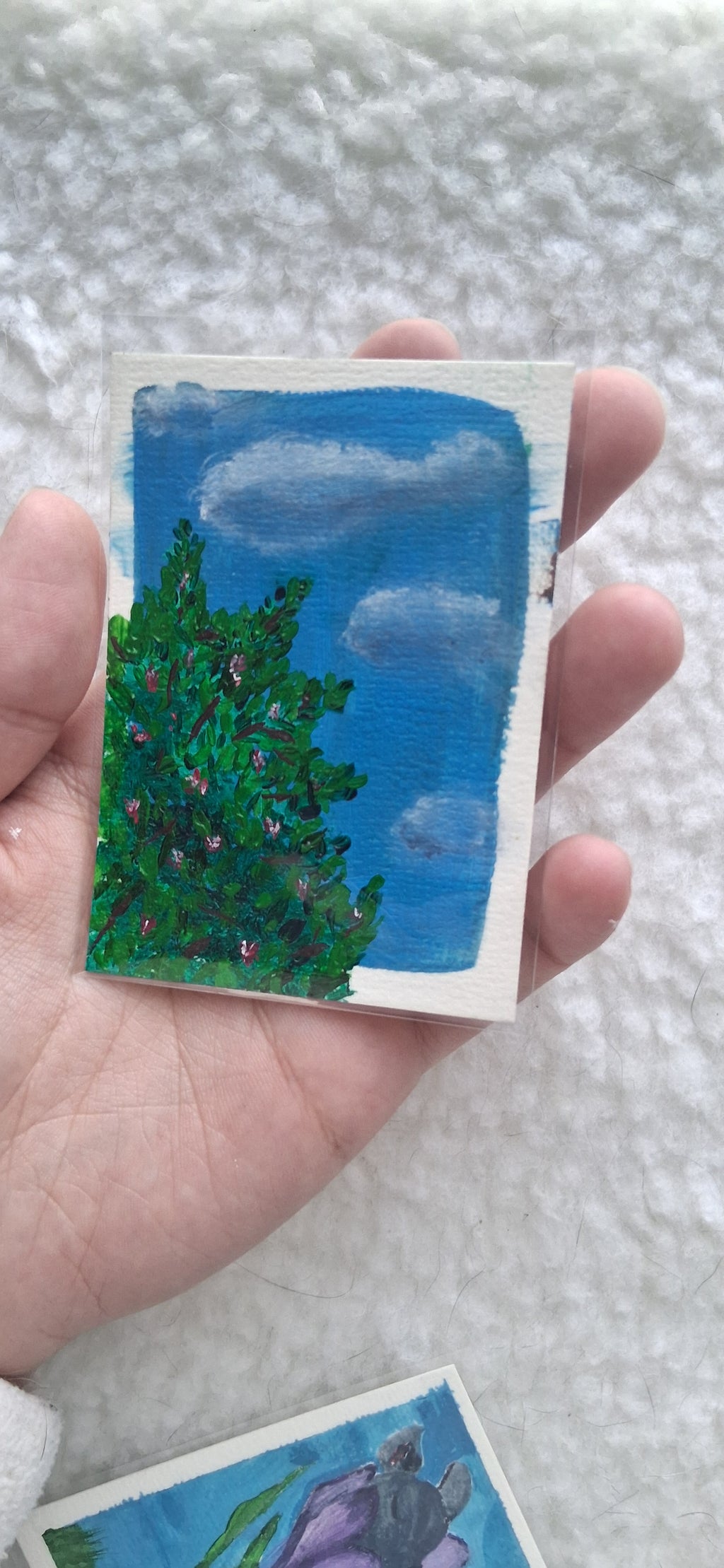 Under a Shady Tree, ACEO Acrylic, Sky Series