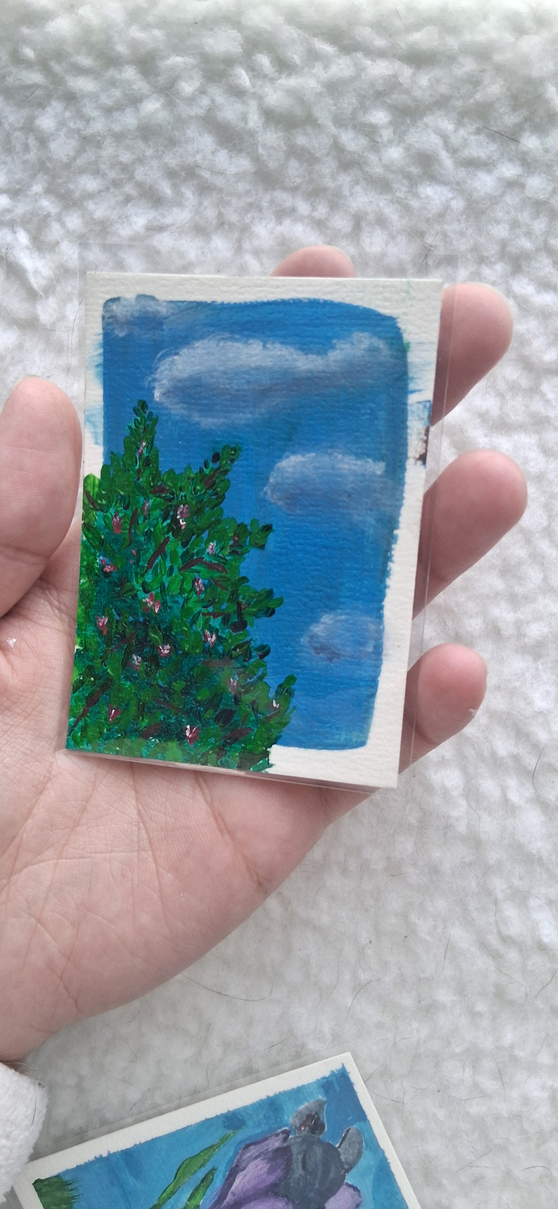 Under a Shady Tree, ACEO Acrylic, Sky Series