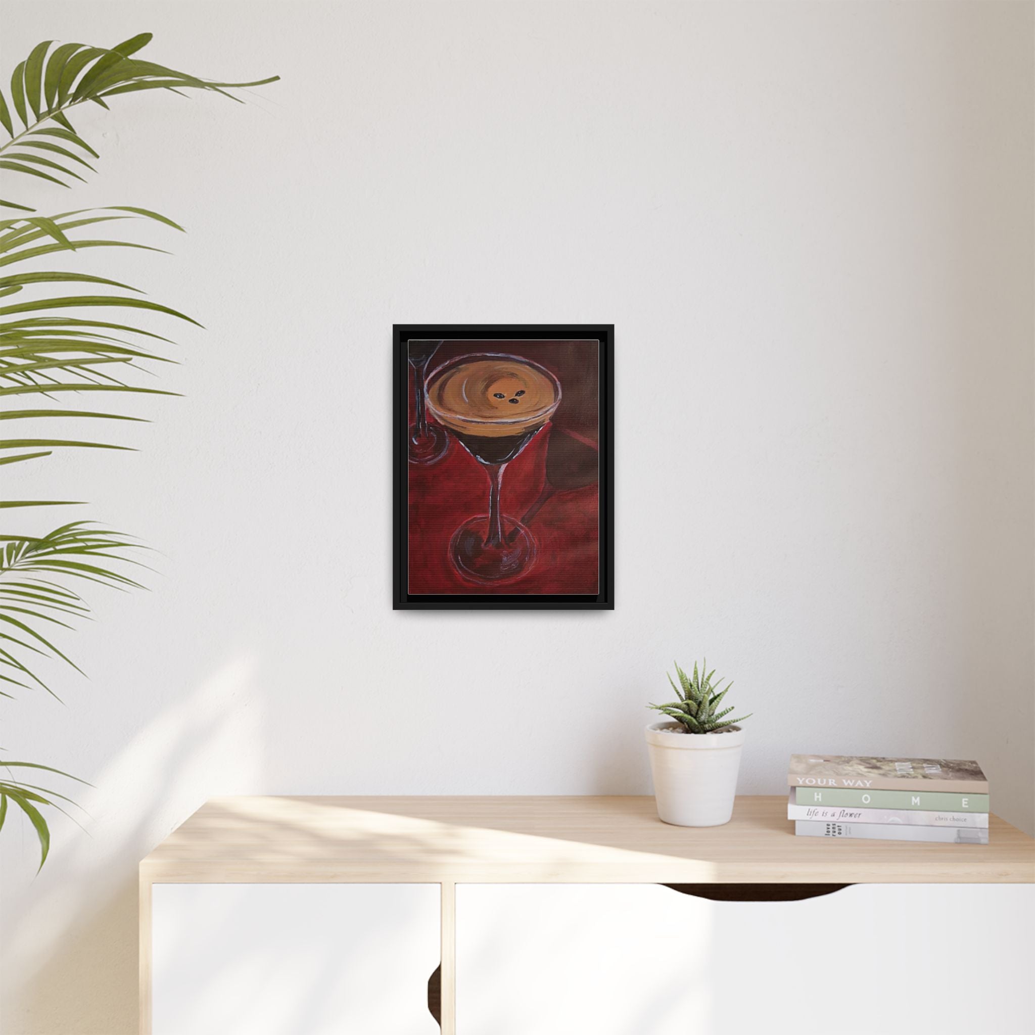 Framed Canvas Print of Espresso en Rouge