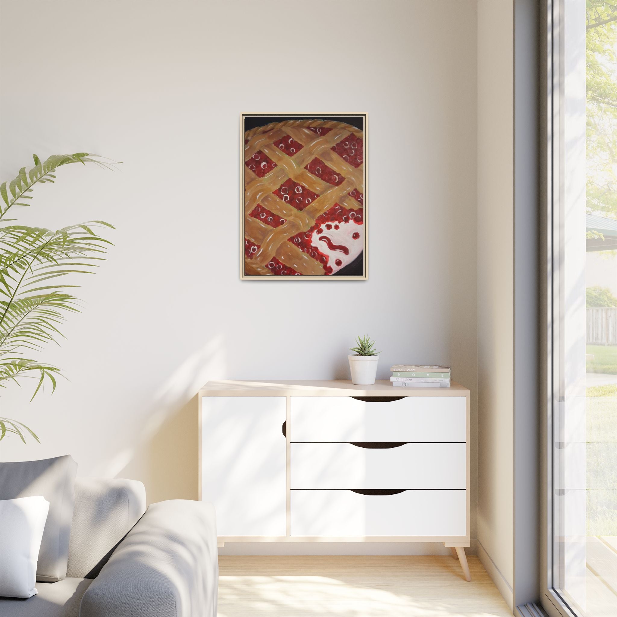 Framed Canvas Print of Cherry Pie