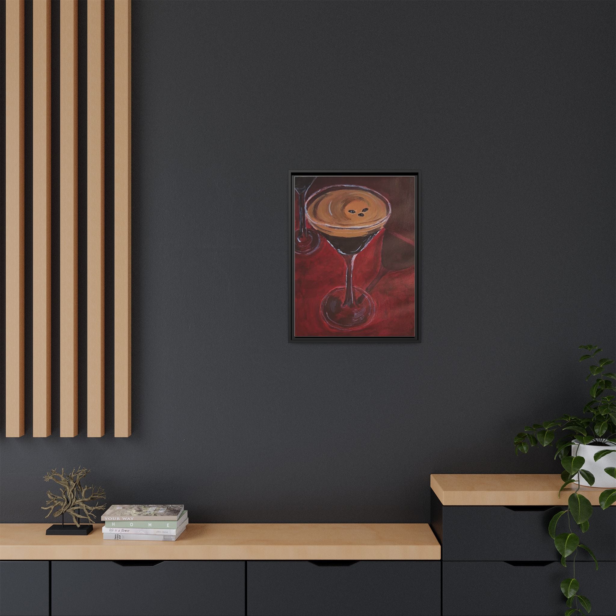 Framed Canvas Print of Espresso en Rouge