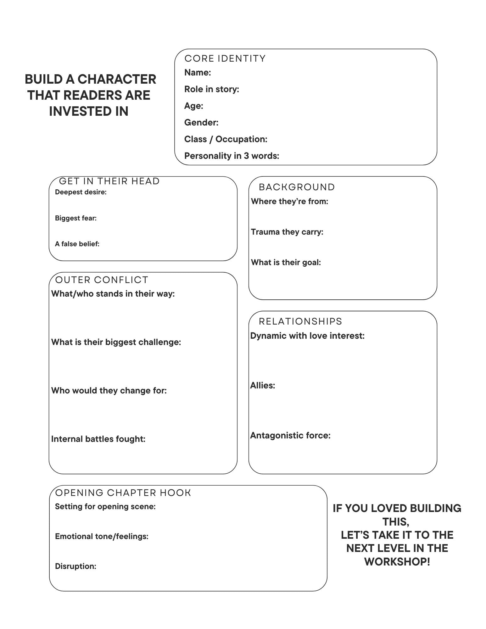 Character Building Sheet