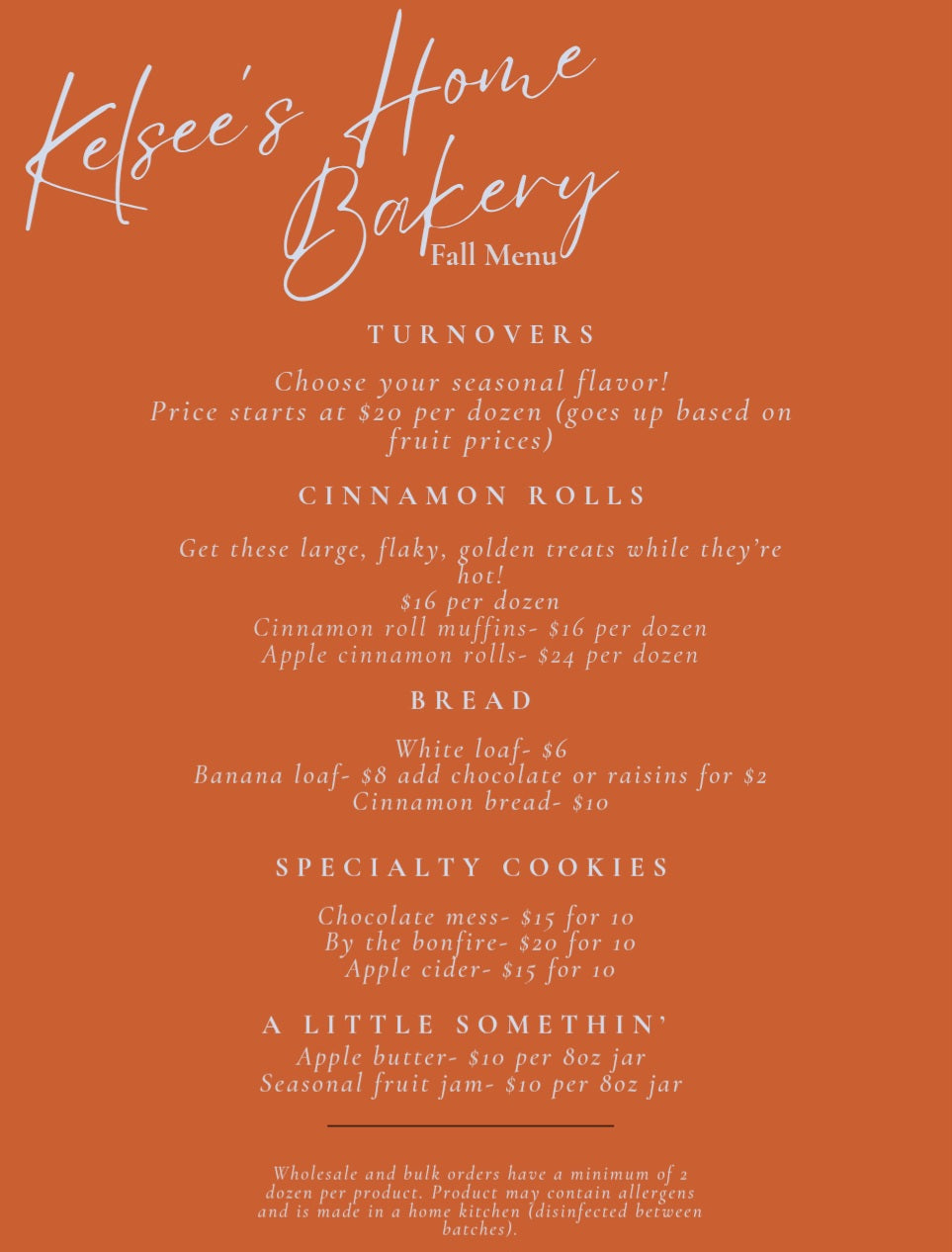 Fall Menu