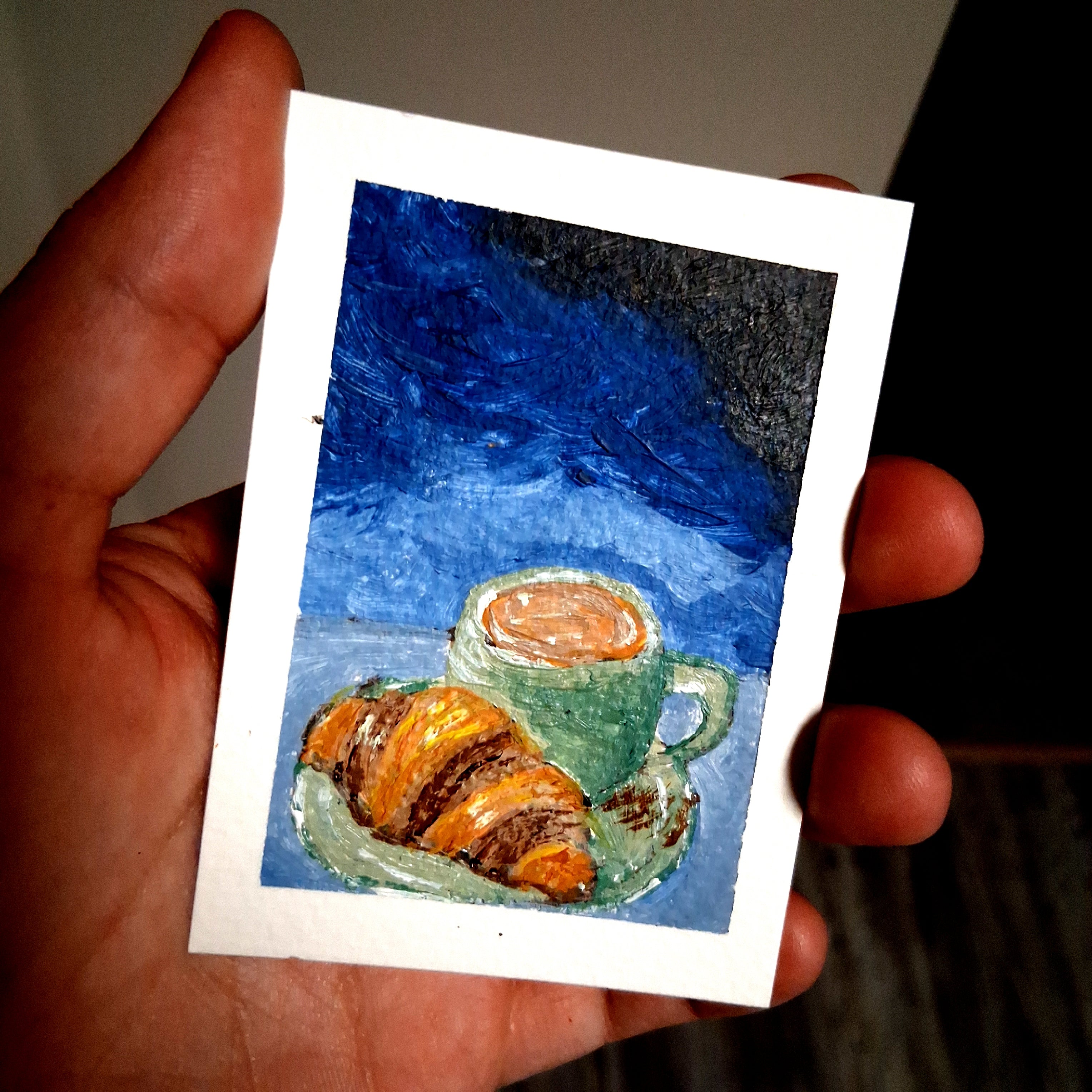 French Morning, ACEO Acrylic, Breakfast Series