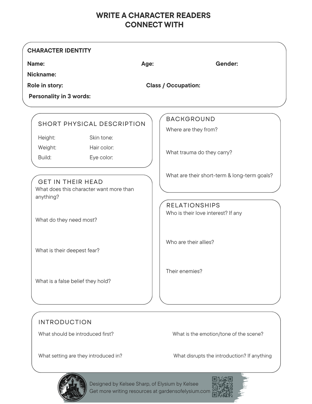 Character Building Sheet | Free Tool for Writers