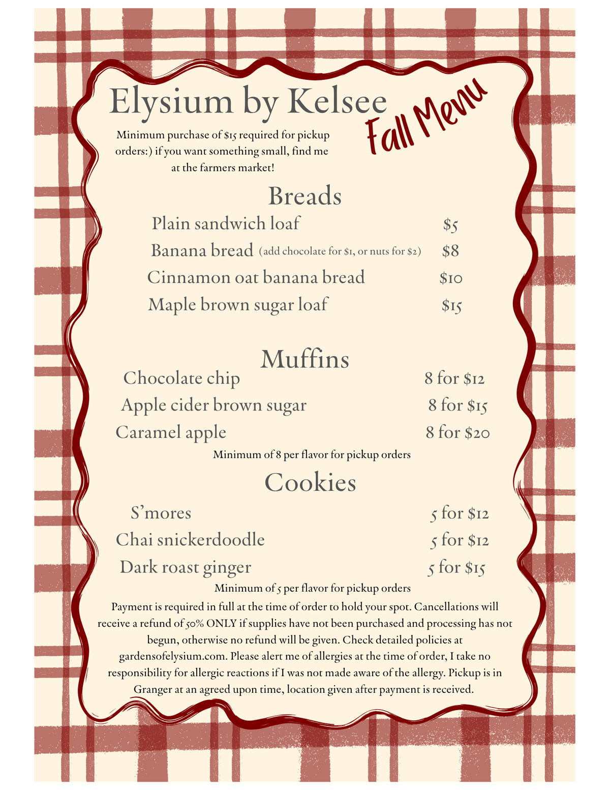 Fall Bakery Menu (orders open)