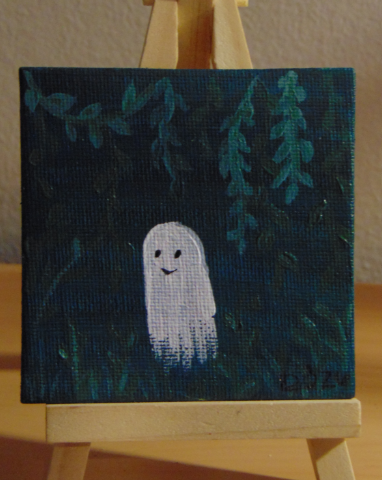 Forest Ghost, Acrylic OOAK Magnet, Fall Series