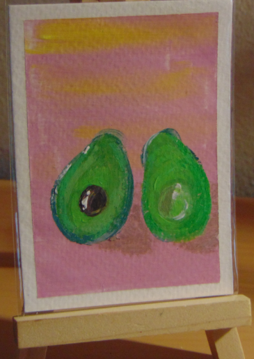 Fresh Avocado, ACEO Acrylic, Fruit Series