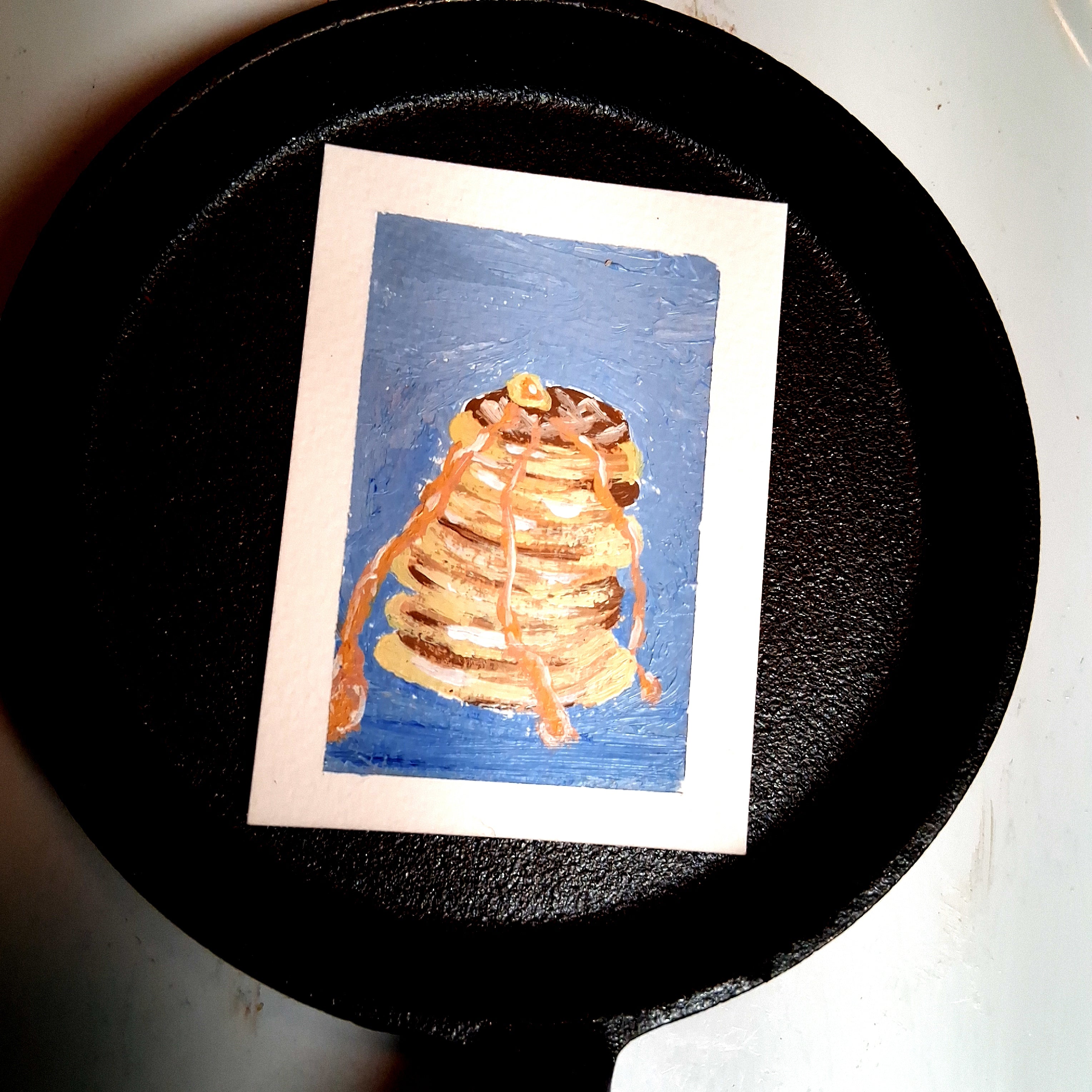 Not So Short Stack, ACEO Acrylic, Breakfast Series