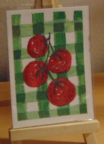 Picnic Tomatoes, ACEO Acrylic, Fruit Series