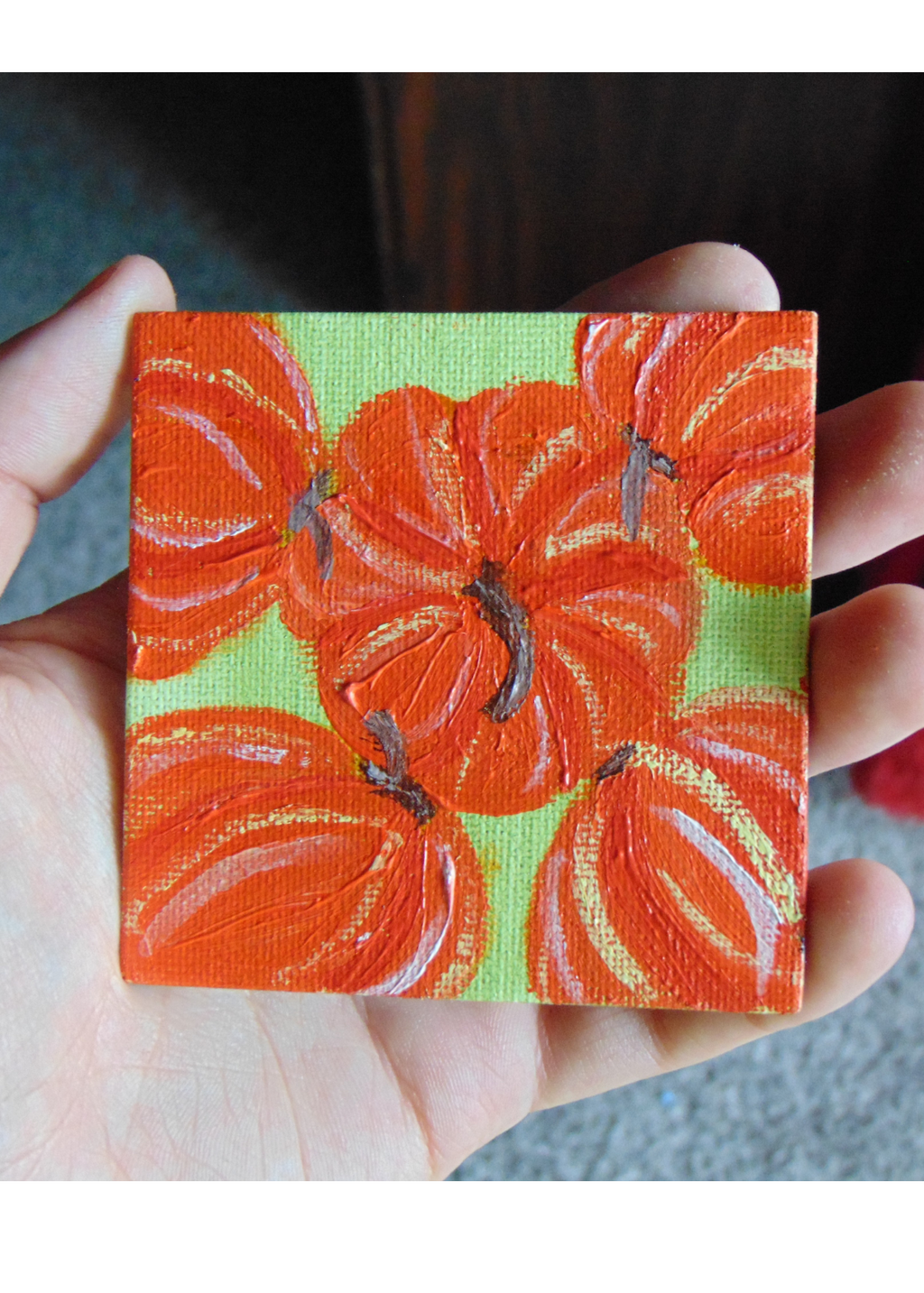 Vivid Pumpkins, OOAK Acrylic Magnet, Fall Series