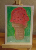 Strawberry Scoop, ACEO Acrylic, Dessert Series